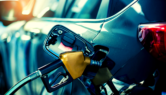 Close up of gas nozzle in a car