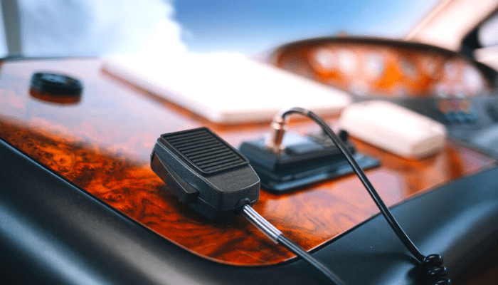 Close up of radio in boat